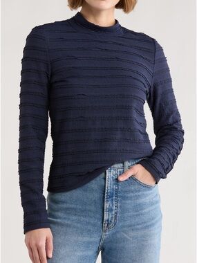 Melrose and Market ⭐️NWT⭐️Women's Navy Textured Long-Sleeve Top size XS